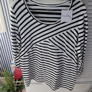 Coral Bay XL Asymmetrical Black & White Top